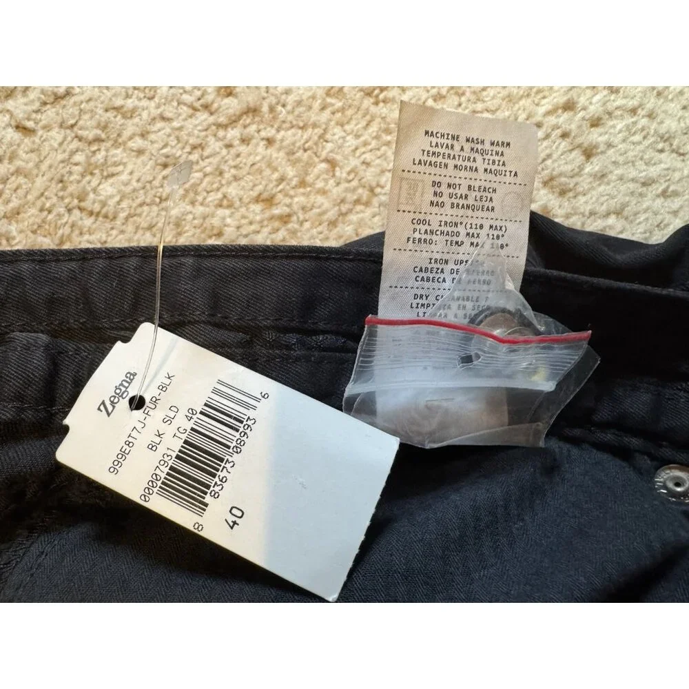 Ermenegildo Zegna Men's Black Stretch Straight Leg Jeans US 40 IT 56 NEW